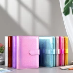 Leather A6 A5 A7 Ring Budget Cash Card Money Binder Holographic Notebook Cover w/ Transgender Envelope