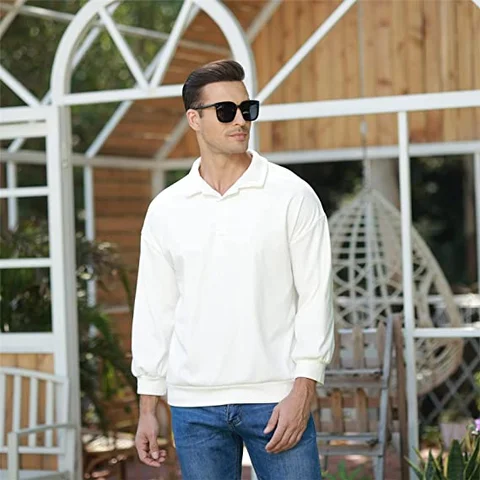 Buy Long Sleeve Mens Rugby Shirt Solid Color Rugby Shirt White Shirt ...