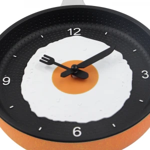 Lovely Design Fried Pan Clock Plastic Kitchen Wall Clock for Home Decoration Quartz Time Clocks Horloge Murale