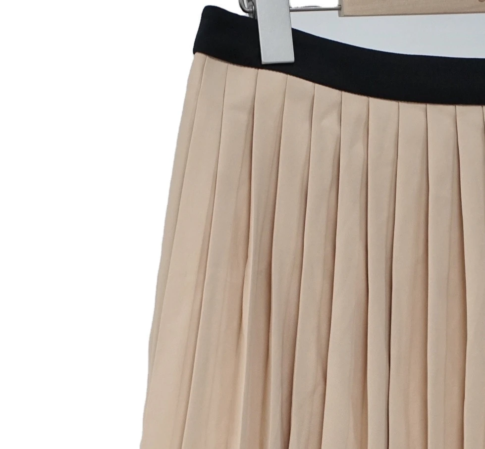 Low Price High Quality Women Pleated knee length A-line Skirt With black waist