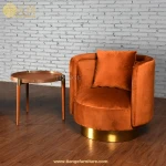 Luxury Modern Interior Design Velvet Upholstery Chubby Swivel Lounge Chair