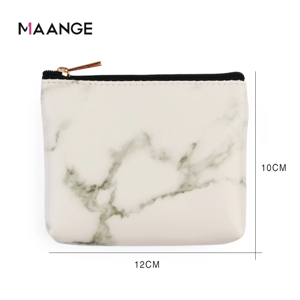 MAANGE Black White Wholesale Marble Print Cosmetic Bags Pouches Waterproof leather cosmetic bag