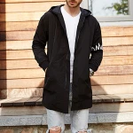 man outdoor black logo printing varsity hoodie coats and hooded jackets for mens