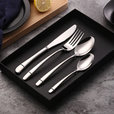 Manufacturer Wholesale Metal  Dinnerware Cutlery Set 304 Stainless Steel Silver Flatware Spoon Fork Knife 4 Pcs Tableware Set