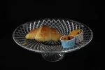 MCF2213 Netlike Shape Fruit Tray With Foot Clear Glass Fruit Plate Cake Plate With Stand