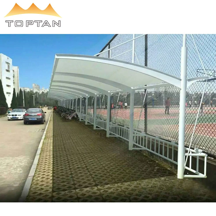 Membrane tensile single car parking shade tent structure