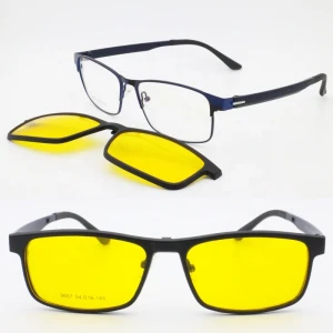 metal combines TR90 square shape with 5 clip-on lenses prescription sunglasses hal-frim eyeglasses frame for men