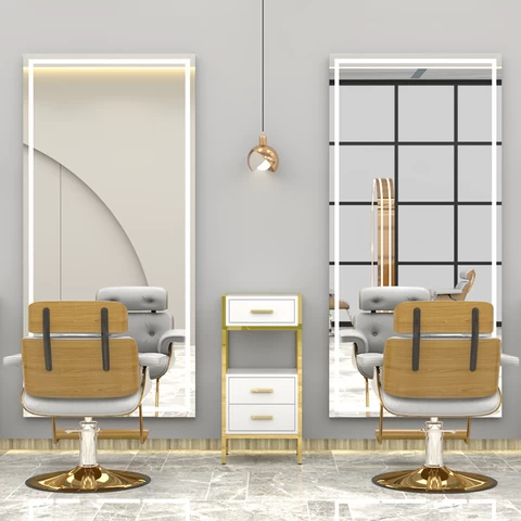Modern bathroom hair beauty salon equipment furniture mirror with lights