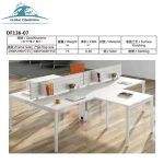 Modern L-shape cluster of 4 office workstation with divider screen 4 person office partition