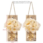 Modern wooden wall decor artifical flower crafts  with Led light in a glass bottle