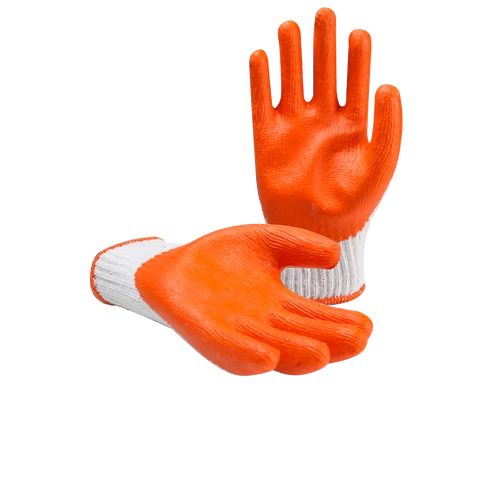 Most popular 7gauge /10 gauge orange color latex coated working safety gloves