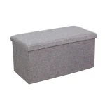 Multifunction linen fabric big size sorting storage box seated storage folding storage ottoman stool