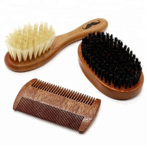 Mythus Wooden Design Men&#039;s Shaving Brush Beard Comb Kit Made With Soft Bristle And Nylon Hair
