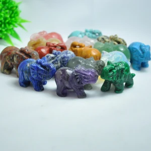 Natural Crystal Rose Quartz Elephant Amethyst Obsidian Animals Stone Crafts Small Decoration Home Decor Christmas Present