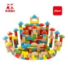 New arrival 128 pcs classic baby set wooden building block for toddler 18M+