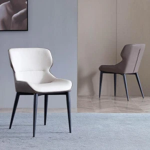 New design hot sale luxury dining room furniture pu leather dining chair with powder coating legs