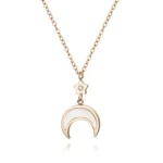 New Design Stainless Steel Rose Gold Plated Jewelry  Moon Star Shell Pendant Necklace Women
