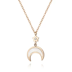 New Design Stainless Steel Rose Gold Plated Jewelry  Moon Star Shell Pendant Necklace Women
