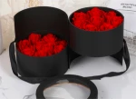 new double layer rotating gift box double layer round flower box with silk ribbon