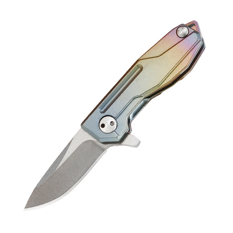 new OEM wholesale TC4 titanium handle mini camping survival pocket d2 knives for outdoor hiking fishing