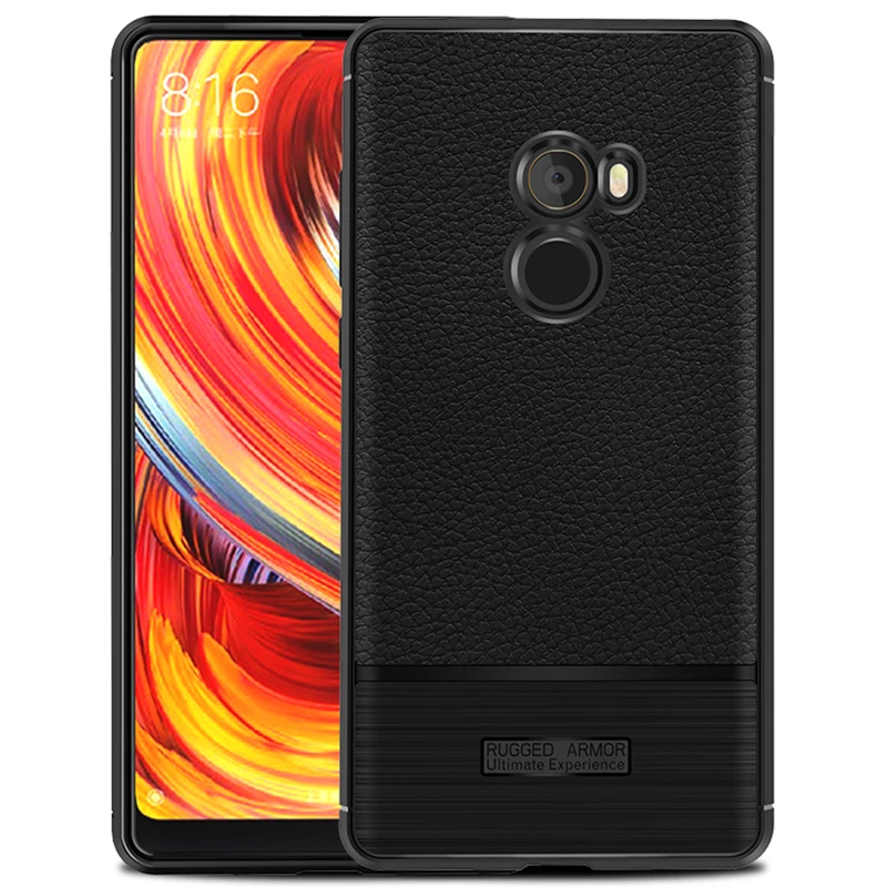 New Product Back Cover Soft Case Lychee Stripe Slim Leather TPU Case for Xiaomi Mix 2/mi 6
