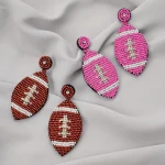 New Sporty Seed Beads Rugby Temperament Earrings Handmade High Quality Rice Beads American Football Drop Earrings For Women