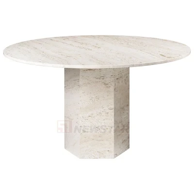 Newstar Simple Luxury Modern Dining Room Furniture Marble Stone Table Modern Marble Table Travertine Round Dining Table
