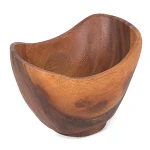 OEM personalized reusable 5 pcs organic acacia wooden wavy fruit salad mixing serving bowls set with server