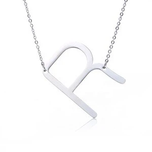 Online shop china stainless steel jewelry large sideways alphabet pendant initial letter necklace wholesale