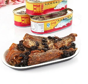 Oval tins fried dace fish with black beans 160g canned seafoods