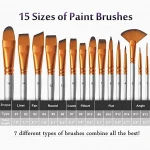 Paint Brushes Set 15 Sizes Oil Acrylic Painting Brush Kit Professional with 1 Standing Organizer 1 Mixing Knife 1 Watercolor Spo