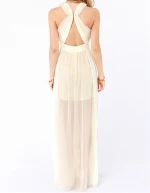 perfect ribbon-like pleats halter neckline  formal dresses