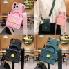 Phones accessories 2021 case pink rubber strap lanyard crossbody handbag shaped mobile cell phone case bag with wallet for lady