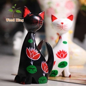 Pine Coloured Couple Creative Home Gifts Love Cat Wholesale Art And Craft Supplies Assembly Wood Craft Decorative