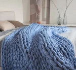 PLFR Giant Yarn Australian Merino Wool Handmade Chunky Knitted Blanket