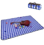 polar Fleece camping hiking grass Picnic throw Blanket floor Mat with Faux Leather Carrier Handles