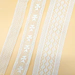 Polyester 1.9cm White Soft Face  Crocheted Embroidered Lace Trim Various Design Lace Trim.