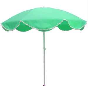 polyester outdoor beach umbrella parasol with tassel fringe