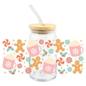 Popular Cute Uv Dtf Cup Wrap Decals For Cups Glasses Christmas Adhesive Uv Dtf  Transfer Sticker Decals Wholesale