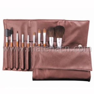 Portable 10PCS Cosmetic Brush with PU Pouch