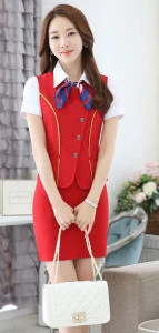 professinal and fashionable stewardess suit with vest/skirt/shirt/scarves
