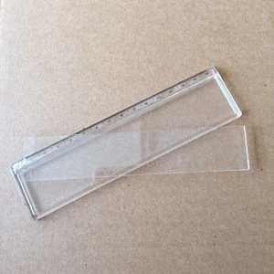 promotional 15cm clear blank plastic straight ruler with round corner