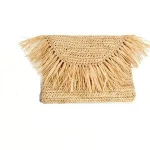 Raffia Straw Crochet Clutch Bag Evening Bag with Tassels