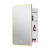 Recessed or Surface Mount Frameless One Door Medicine Cabinet with Mirror and LED Light