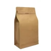 Recyclable coffee bags 250g Eight-Sided Brown Kraft Paper Zipper Square Flat Box Bottom Stand Up Pouch Packaging Snack Bags