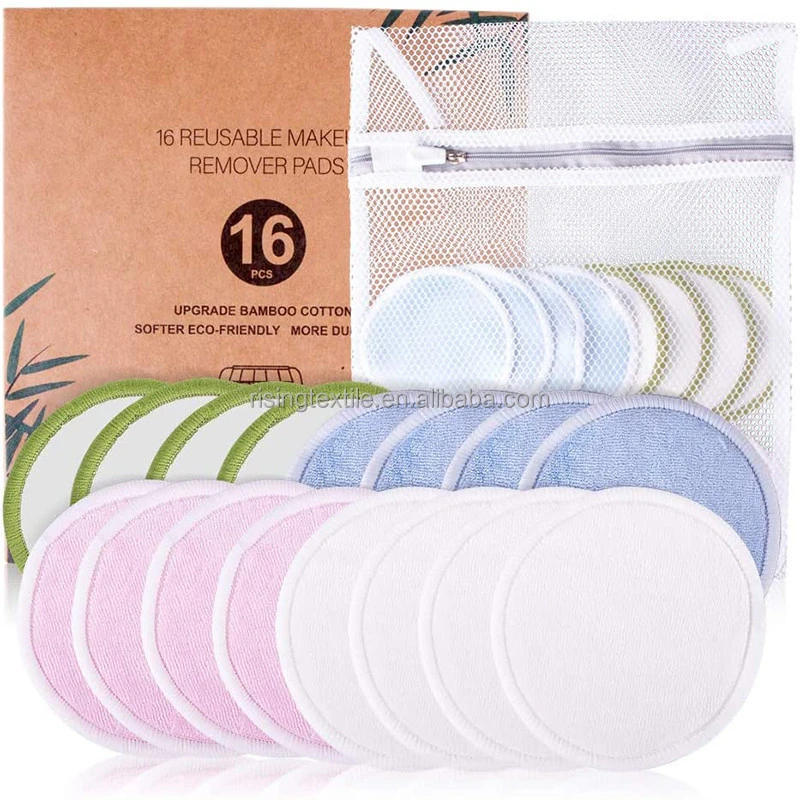 Reusable Cotton Pads for Makeup Remover Soft Organic Bamboo Cotton Pads Makeup Remover Facial Cleaning Pad With Laundry Bag