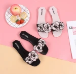 Rose flower women summer flat pvc flip-flop