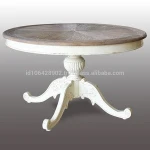 Rustic finished wooden round dining table