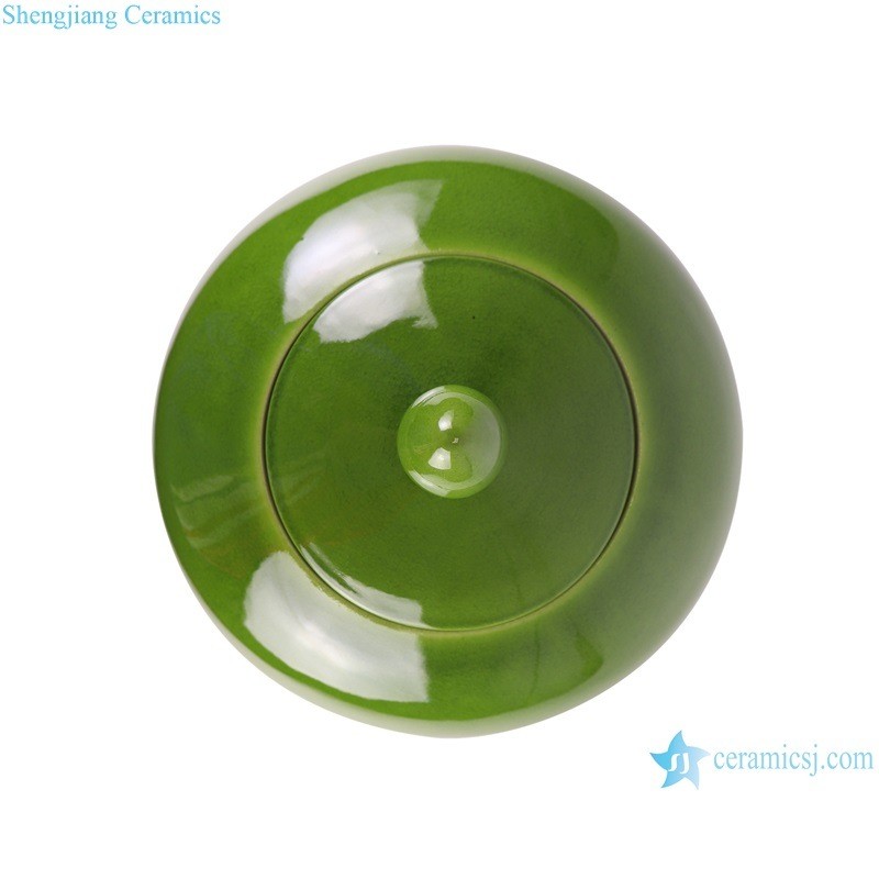 Rydb59-a Jingdezhen Color Glazed Green Wax Gourd Shape Porcelain Jar