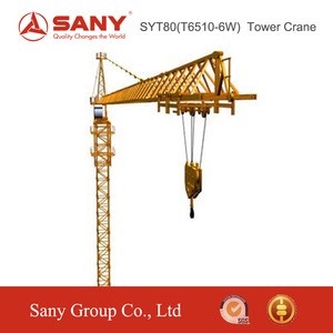 Sany SYT80 (T6510-6W) tower crane manufacture With 65M Jib Length